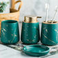 Frendorf | Marbliq Nordic Badezimmer-Set | 4-teiliges Marmor-Design | Luxuriöse Badaccessoires | Elegant & Praktisch