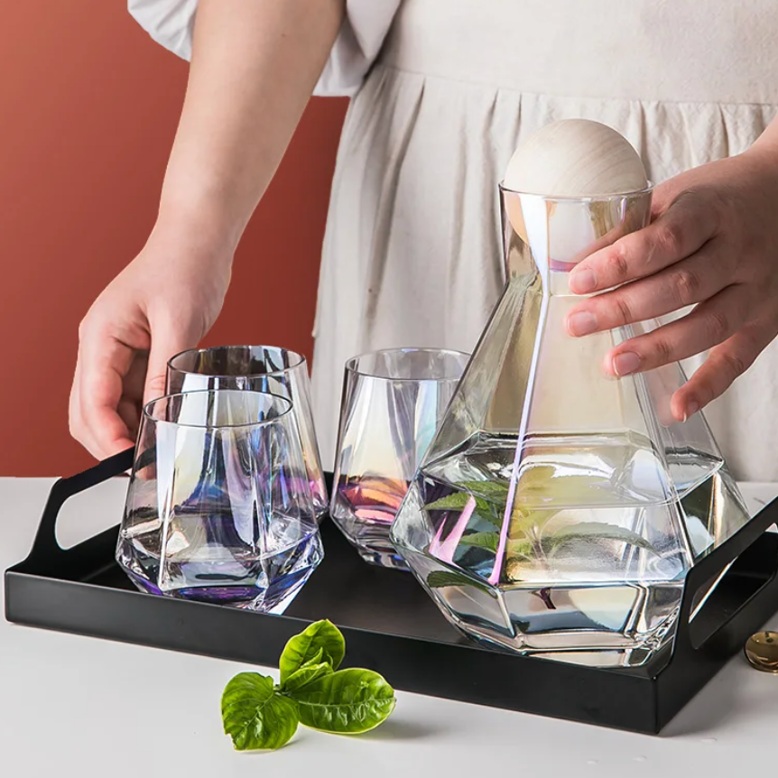 Frendorf | CrystalServe Diamond Design Trinkglas-Set (5-teilig) | Luxuriöses Glasdesign für stilvolle Getränke