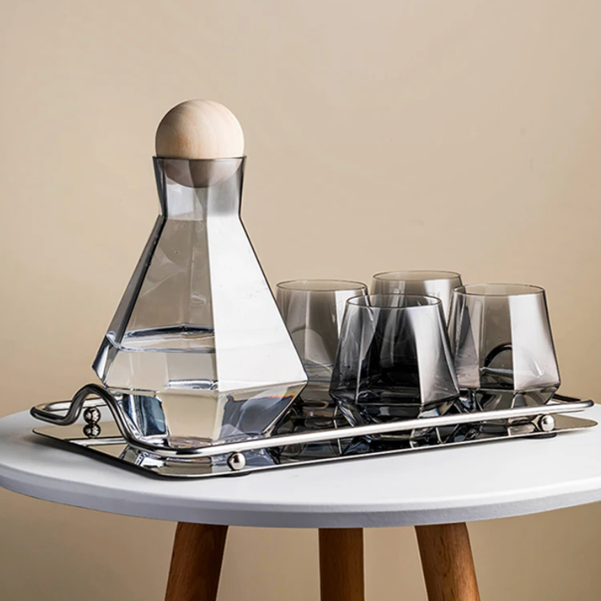 Frendorf | CrystalServe Diamond Design Trinkglas-Set (5-teilig) | Luxuriöses Glasdesign für stilvolle Getränke