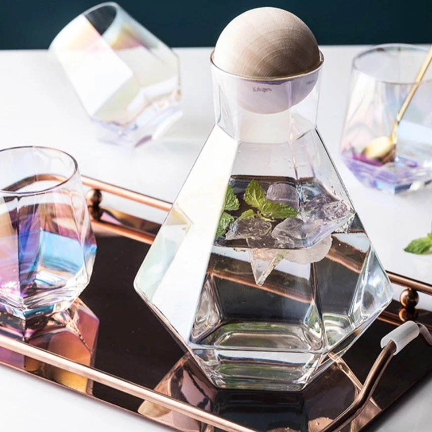 Frendorf | CrystalServe Diamond Design Trinkglas-Set (5-teilig) | Luxuriöses Glasdesign für stilvolle Getränke