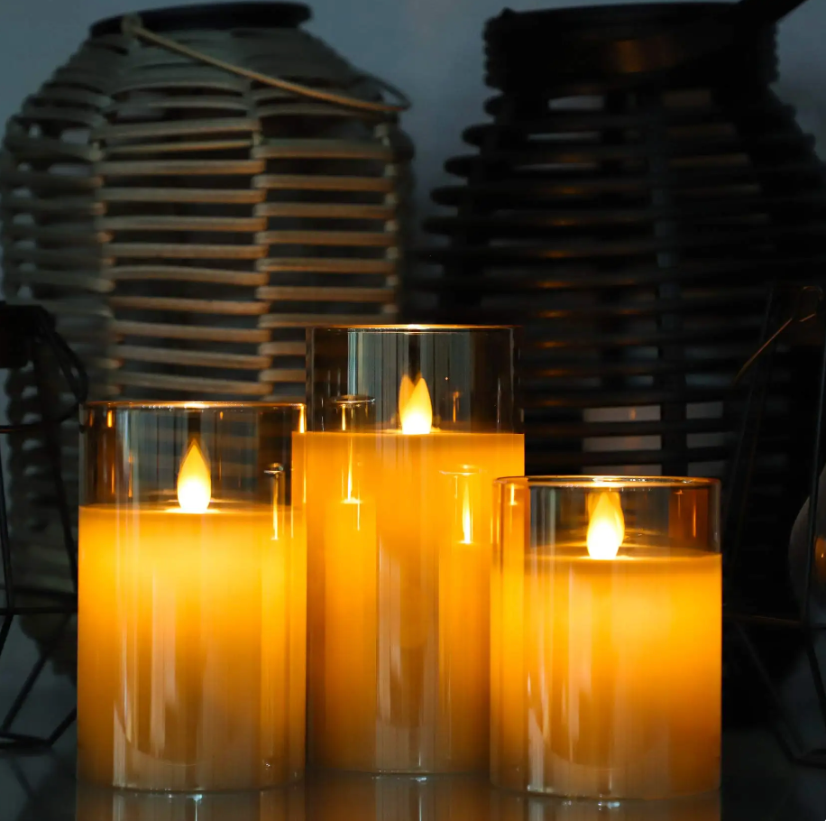 Frendorf | GlowLite™ Flammenlose LED Kerzen Set 3-teilig | Sicheres Stimmungslicht für Zuhause | Dekorative LED Kerzen