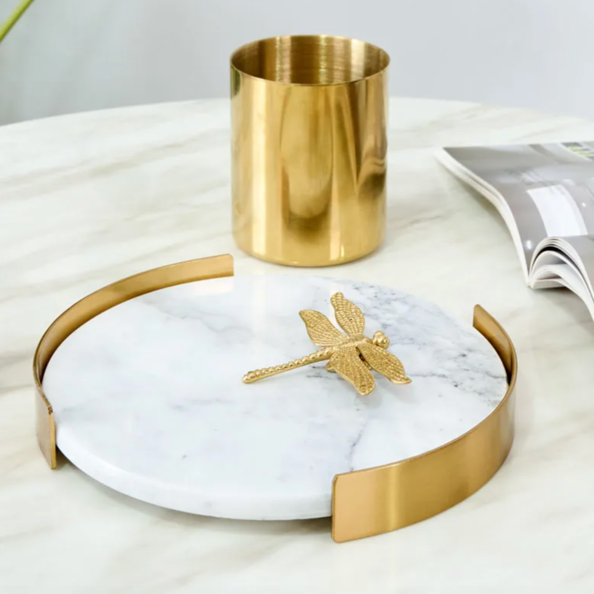 Frendorf | MarbellaLux Natur-Marmor Serviertablett | Luxuriöse Dekoration | Hochwertig & Zeitlos | Perfekt für Küche & Wohnzimmer