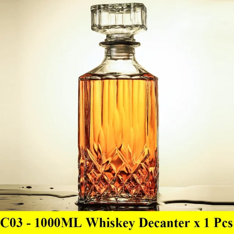 Frendorf | VeraLux Glas-Dekanter Set | Elegante Whisky-Karaffe | Luxuriöse Geschenkidee | Für Spirituosen & Wein