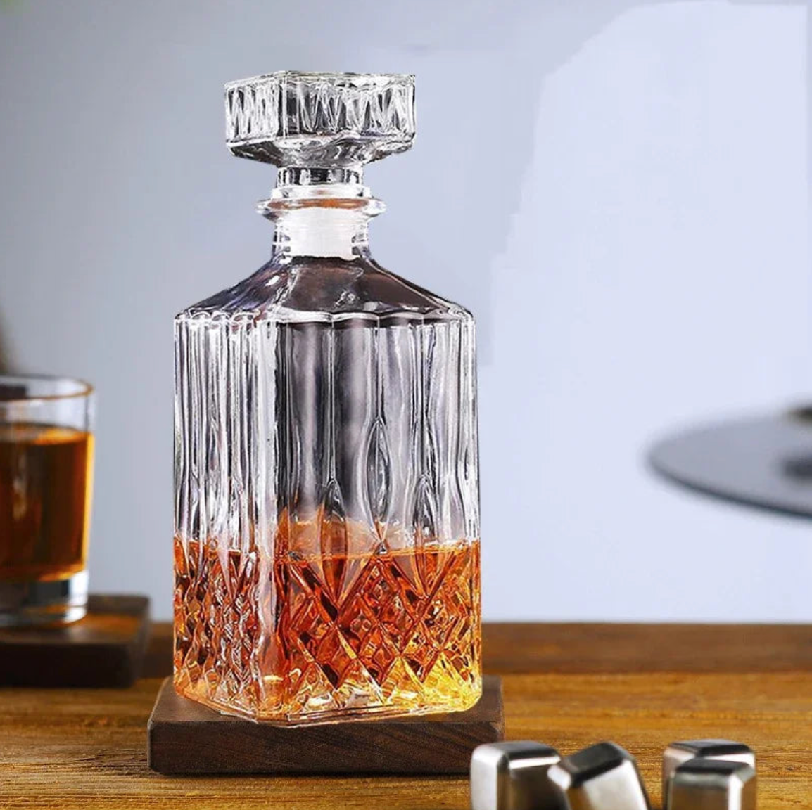 Frendorf | VeraLux Glas-Dekanter Set | Elegante Whisky-Karaffe | Luxuriöse Geschenkidee | Für Spirituosen & Wein