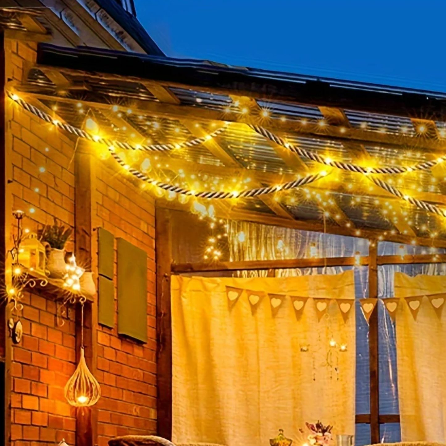Frendorf | SolarRope | Solarbetriebenes Hanfseillicht | Nachhaltige Dekobeleuchtung für Garten & Terrasse