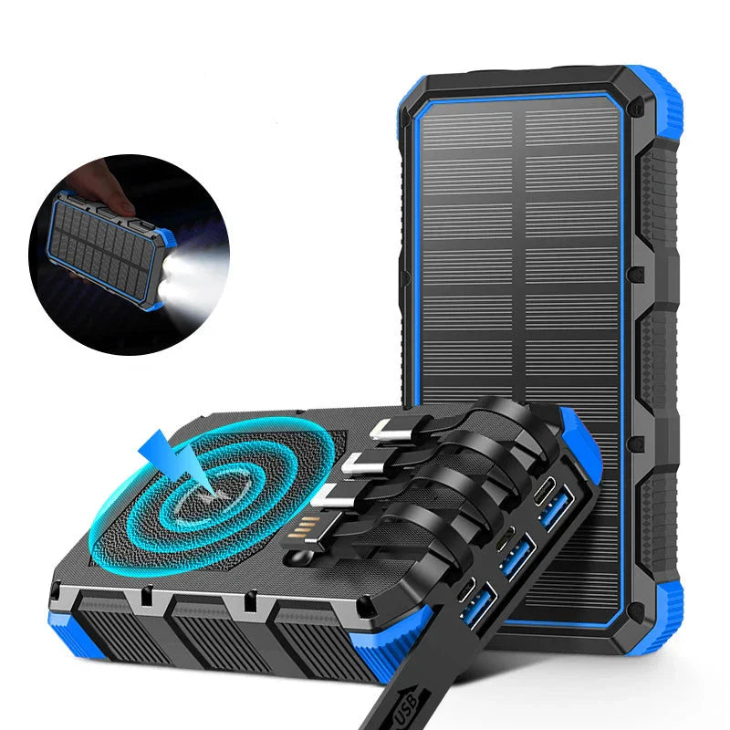 Frendorf | Neue 30000mAh Heavy Duty Schnell Solar QI Power Bank Mit Wireless Charging Für Android Samsung iPhones