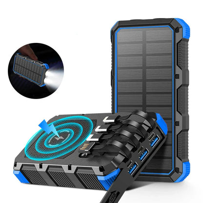 Frendorf | Neue 30000mAh Heavy Duty Schnell Solar QI Power Bank Mit Wireless Charging Für Android Samsung iPhones