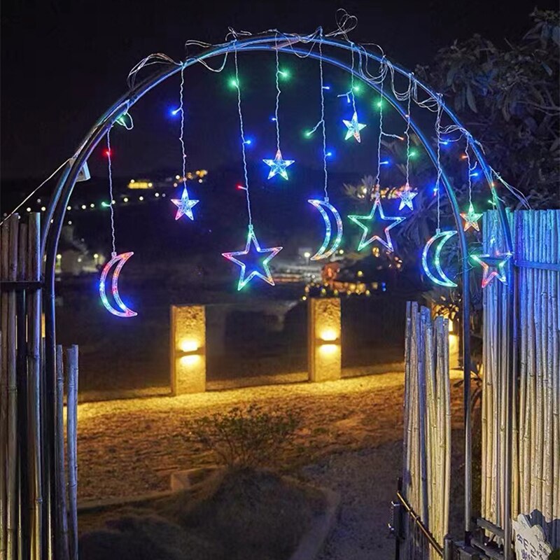 Solar Moon Star Lampe LED Lichterkette Dekoration