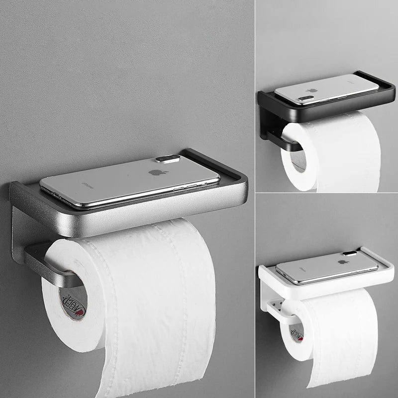 ELLEN Schwarzer Toilettenpapierhalter mit Ablage - Multifunktionaler Rollenpapierhalter EL609