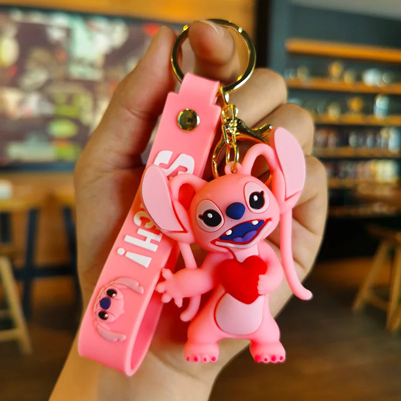 Anime Disney Schlüsselanhänger - Süßer Mickey Mouse, Minnie, Lilo und Stitch Cartoon Schlüsselring, Ornament und Autoanhänger, Perfekte Geschenke für Kinder