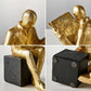 Goldene Lesestatue Wohnkultur Künstlerische Studie Bücherregal Ornament Einfache Buchstütze Harz Miniaturen Handwerk Büro Zubehör