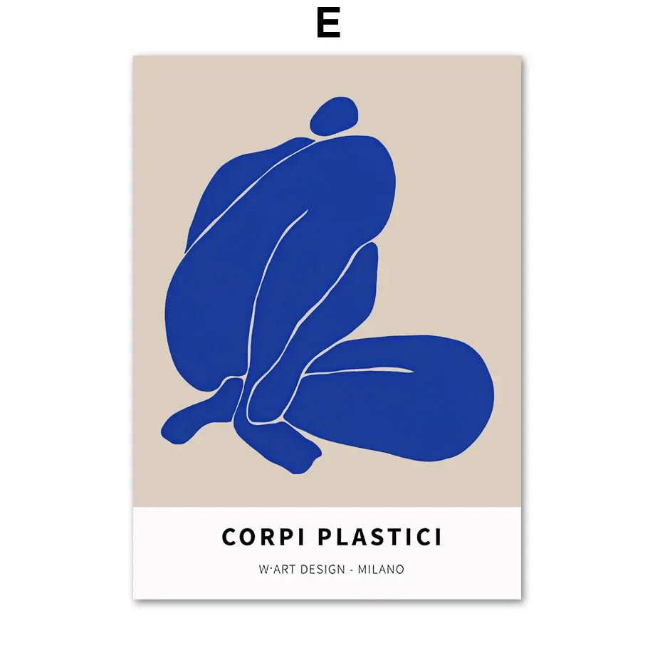 Nordic Simple Aesthetics Wandkunst Nude Linie Blau Abstrakt HD Öl Auf Leinwand Poster Zuhause Schlafzimmer Wohnzimmer Dekoration Geschenk