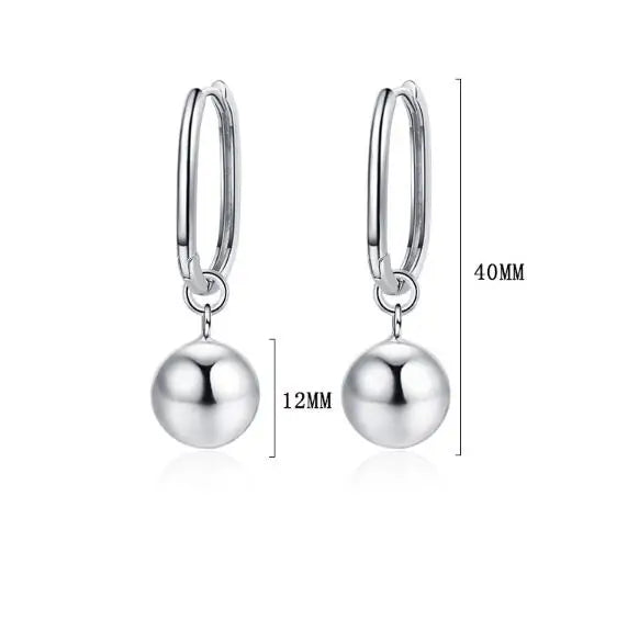 Frendorf | Original 925 Sterling Silver Große Perlen Ball Hoops Ohrringe Für Frauen 2023 Koreanische Hochzeitsfeier Schmuck Geschenk Für Frauen Pendientes
