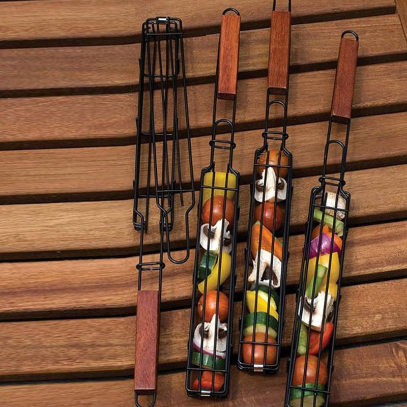 Tragbarer Antihaft-BBQ-Grillkorb - Kohlen-Grill-Zubehör für Outdoor-Camping, Picknick und Fleischröstung