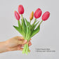 Frendorf | 5 kurze Pole Tulpen Kunstblumen – weiche Gummi-Seiden-Tulpen für Wohnkultur, Hochzeiten und Fotografie-Requisiten