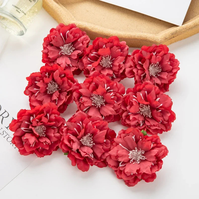 Frendorf | 10 Stück Künstliche Seiden-Pfingstrosenblüten – DIY Bastel Fake Staubblüten für Hochzeiten, Zuhause, Valentinstag und Außen Dekoration