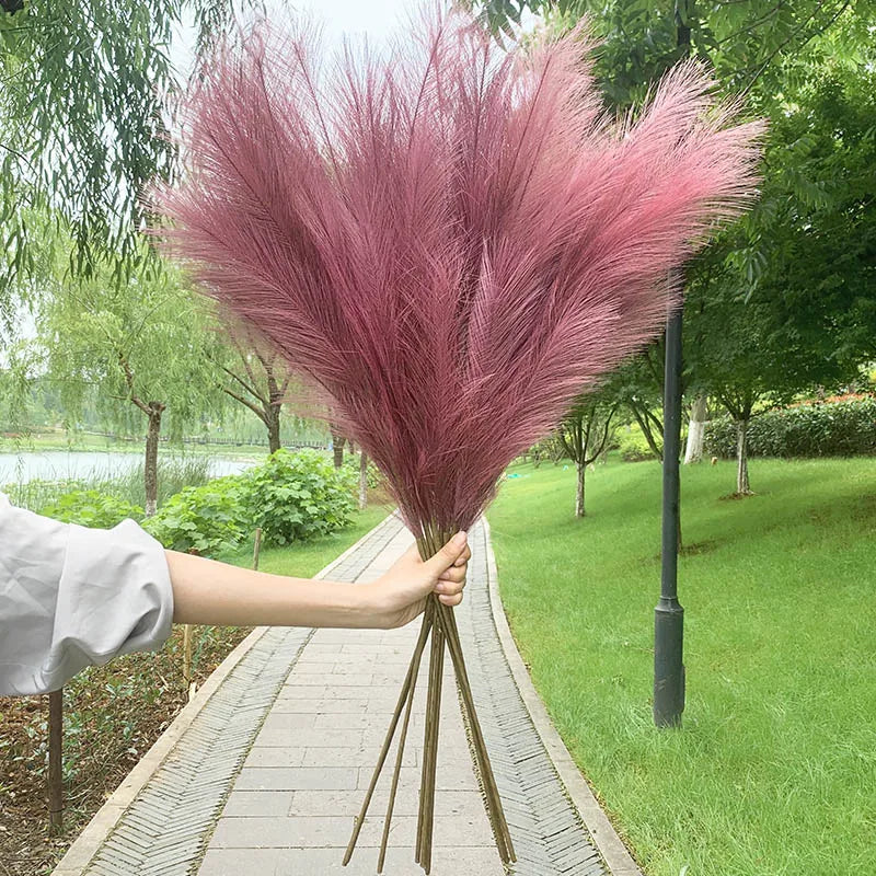 5 Stück 100 cm Künstliches Pampasgras Trockenrohr Blumenstrauß Hochzeitsfeier Dekoration Zuhause Raum DIY Künstliche Pflanzen Dekorationsbedarf