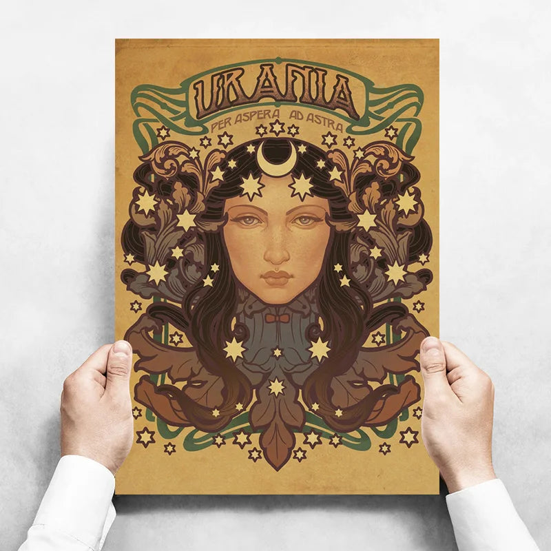 Art Nouveau Kraftpapier Poster Vintage Zuhause Zimmer Bar Café Dekor Ästhetische Kunst Wandgemälde