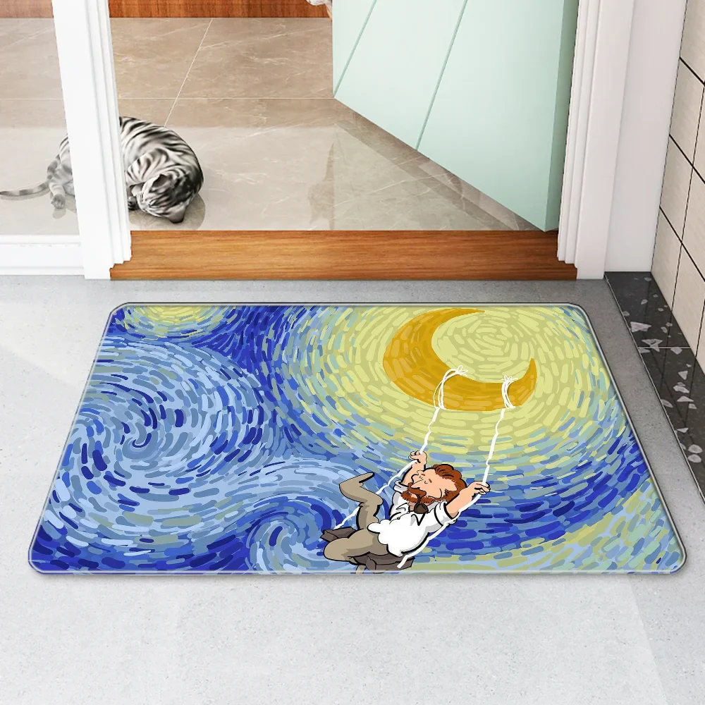 Fußmatte, Van Gogh, Nachttischmatte, Küchenteppich, Heim-Fußmatten, Eingangstür-Teppiche, Gebetsteppich, Fußmatten, Fußbad, Badezimmer-Dekoration