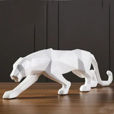 Panther-Statue, Tierfigur, abstrakter geometrischer Stil, Kunstharz, Leopardenskulptur, Heimbüro, Desktop-Dekoration, Kunsthandwerk