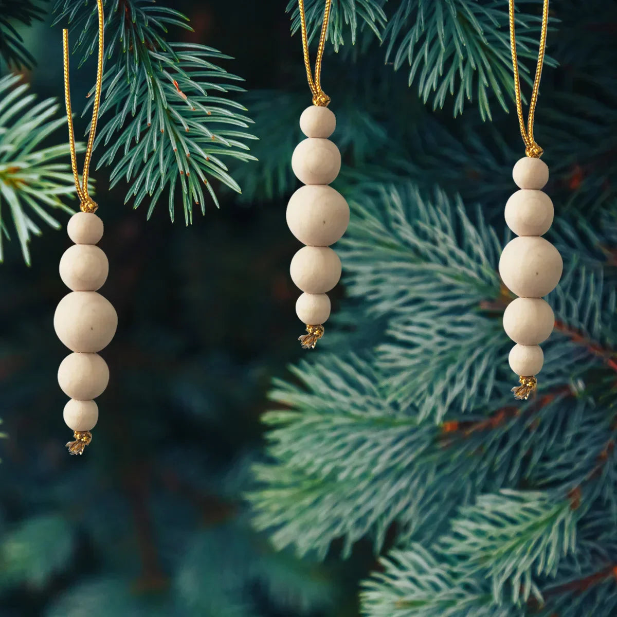Frendorf | 3 Teile Holzperlen Weihnachtsbaum Dekor