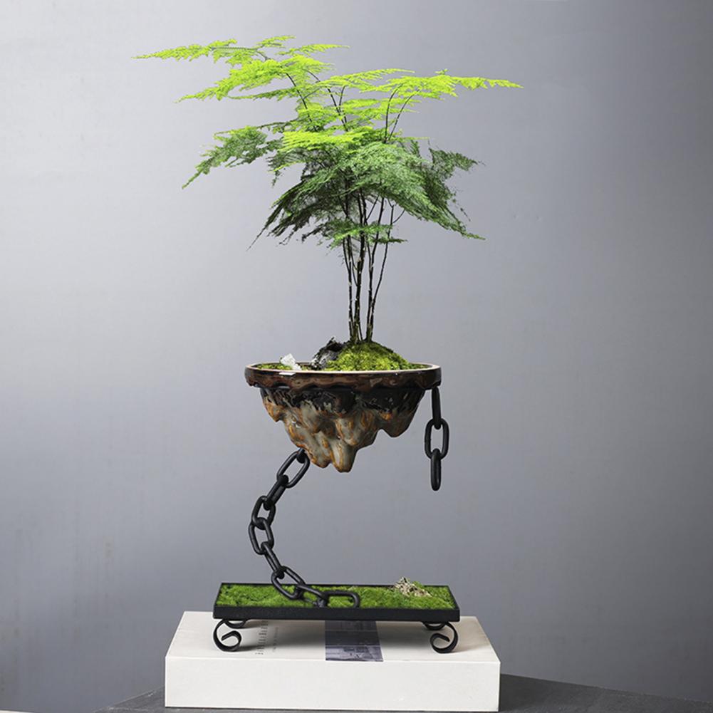 Frendorf | Zenovia Hänge-Bonsai-Pflanzgefäß mit Kettenaufhängung | Minimalistisches Design | Indoor & Outdoor