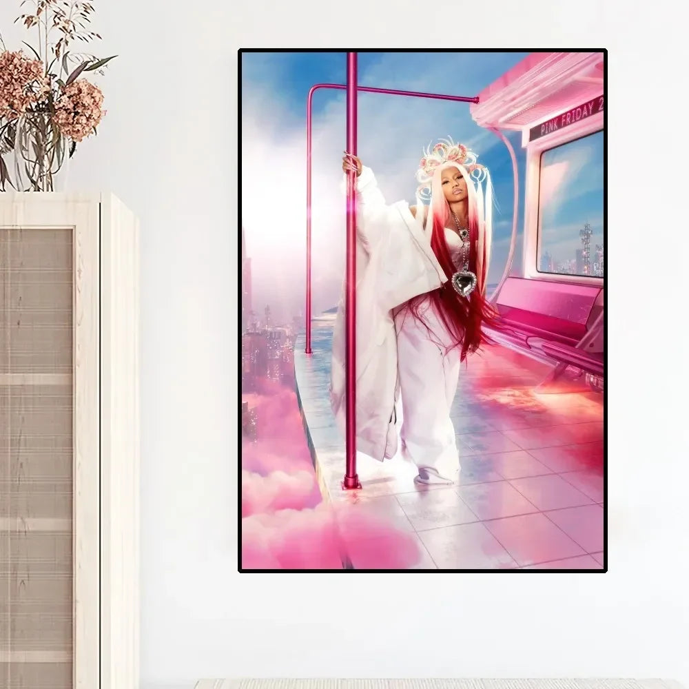 Moderne Pink Ästhetik Wandkunst Sängerin Nicki Mina HD Öl auf Leinwand Poster und Drucke Zuhause Schlafzimmer Wohnzimmer Dekor Geschenke