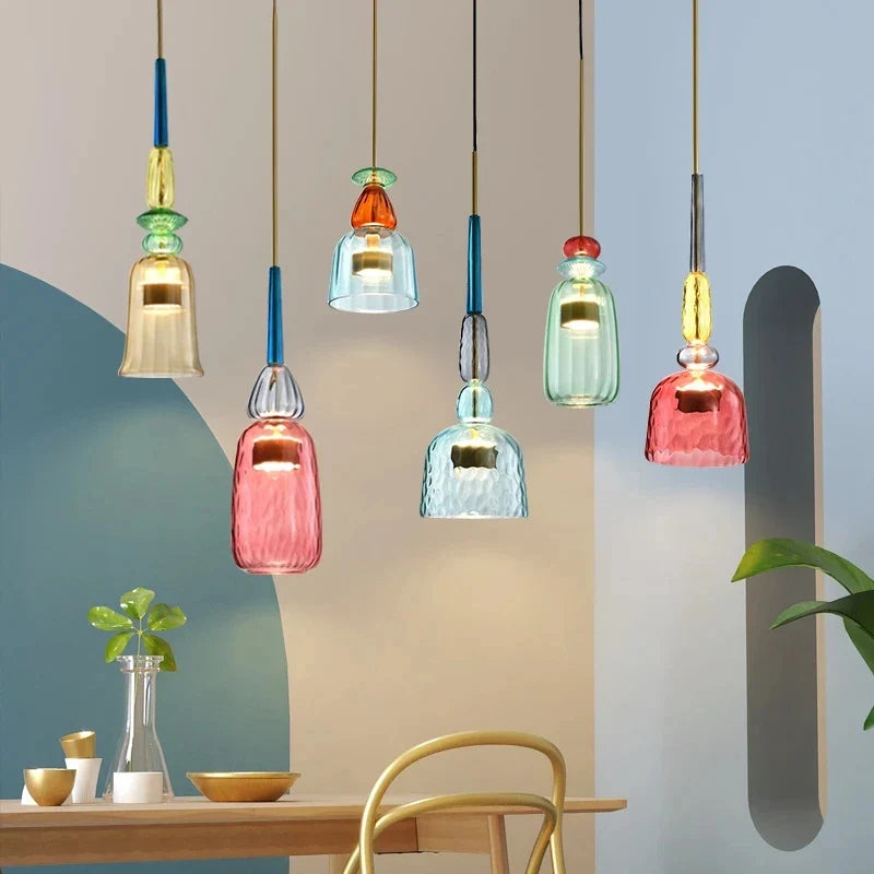 Frendorf | Moderne LED-Glas-Pendelleuchte – Lebendige farbenfrohe Hängeleuchten für Schlafzimmer, Wohnzimmer und Wohnkultur