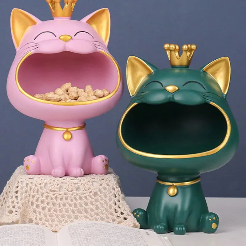 Fortune Crown Big Mouth Cat Eingang Schlüsselablage Dekoratives Ornament, Licht Luxus Einweihungsgeschenk Skulptur