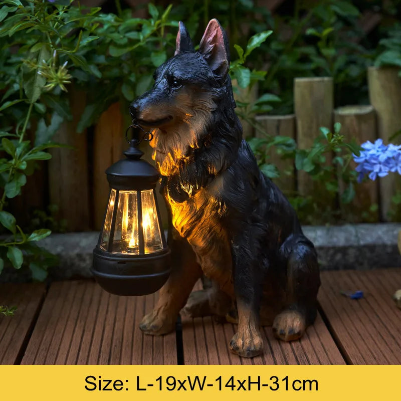 Frendorf | Solarbetriebene Outdoor-Harz-Hundestatue Lampe