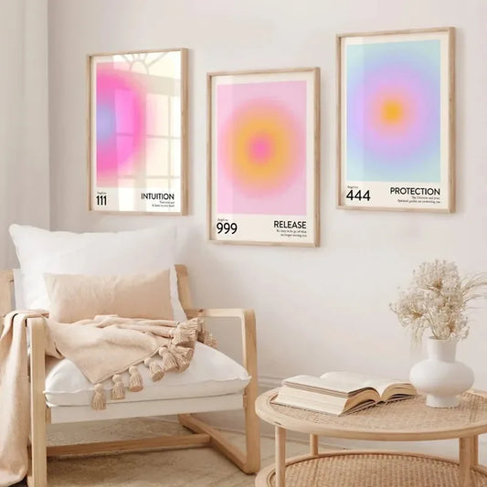 Moderne minimalistische Ästhetik, Wandkunst, Engel, digitaler Ton, Farbverlauf, Halo, Energie, Geheimnis, HD-Öl auf Leinwand, Poster, Heimdekoration, Geschenk
