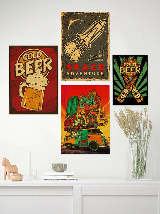 Bar Bier Retro Poster Kraftpapier Poster Vintage Zuhause Medizin Student Dekor Medizinische Kunst Wandmalerei Poster