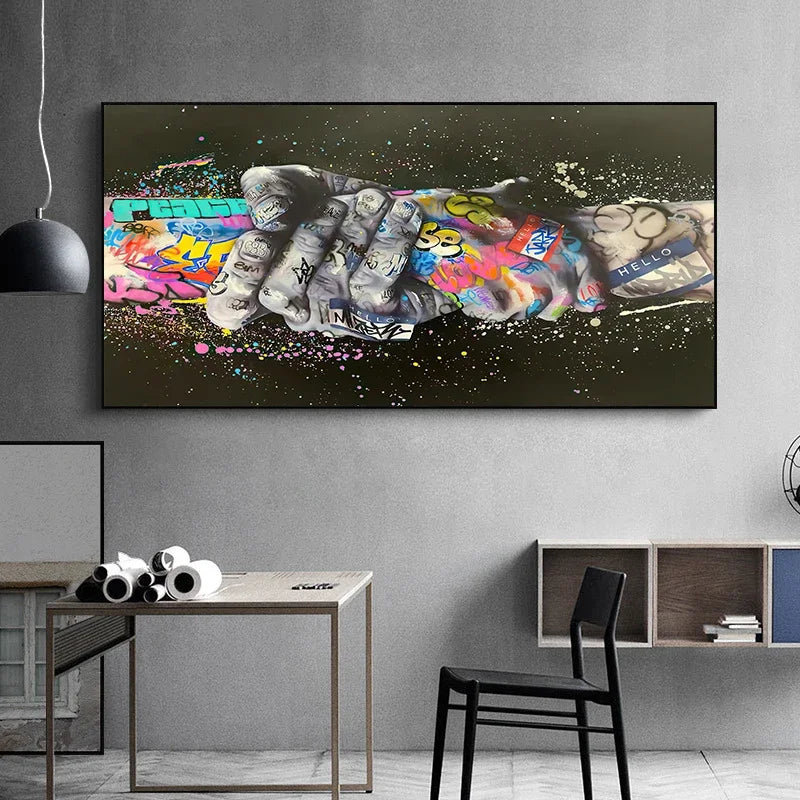 Nordic Minimalist Wall Art Bank Graffiti Funny Two Kids HD Canvas Poster Print Home Bedroom Living Room Decoration Gifts