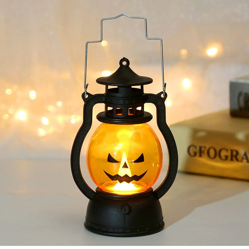 Halloween LED hängende Kürbislaterne Licht Gespenst Lampe Kerzenlicht Retro kleine Öllampe Halloween Party Heimdekoration Horror Requisiten