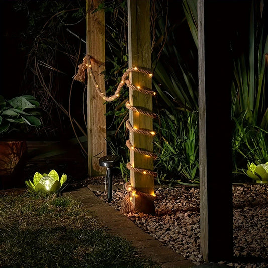 Frendorf | SolarRope | Solarbetriebenes Hanfseillicht | Nachhaltige Dekobeleuchtung für Garten & Terrasse