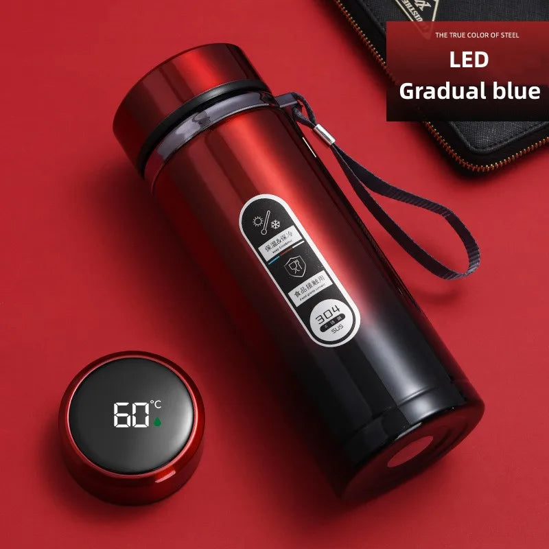 800ml-1L Edelstahl Thermoskanne – Tragbare Vakuumflasche mit LED-Temperaturanzeige