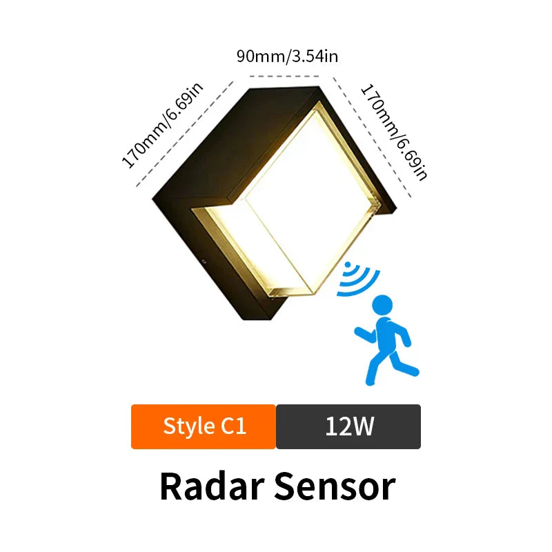 Frendorf | LED Smart Bewegungsmelder Wandlicht – 6W/12W Automatische Notbeleuchtung für Innen- & Außenbereich (Flure, Balkone, Schlafzimmer)