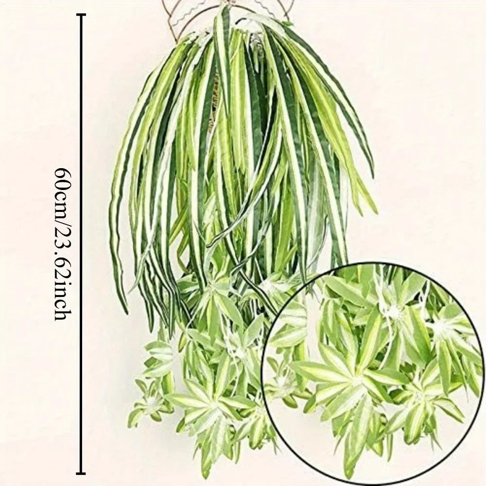 Frendorf | 1 Stück 60 cm große künstliche hängende Pflanze – Seideneiche zur Innendekoration (ohne Korb)