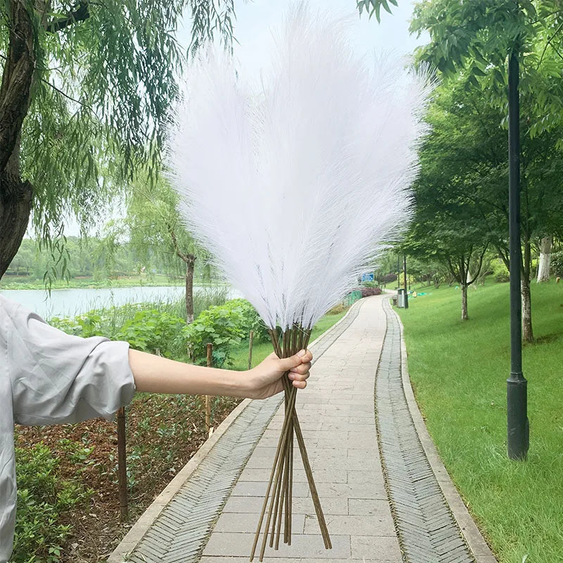 5 Stück 100 cm Künstliches Pampasgras Trockenrohr Blumenstrauß Hochzeitsfeier Dekoration Zuhause Raum DIY Künstliche Pflanzen Dekorationsbedarf