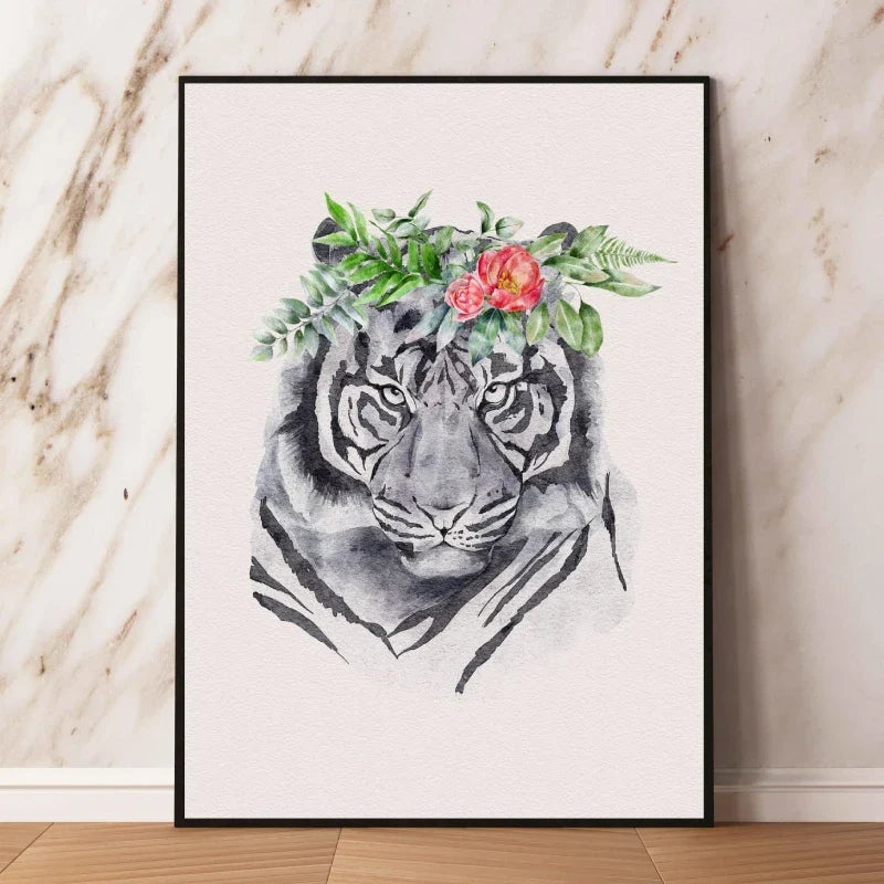Leinwandbild von Rehen mit Blumen und anderen Tieren ist das beste Geschenk für Freunde und Geliebte