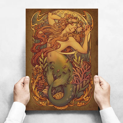 Art Nouveau Kraftpapier Poster Vintage Zuhause Zimmer Bar Café Dekor Ästhetische Kunst Wandgemälde