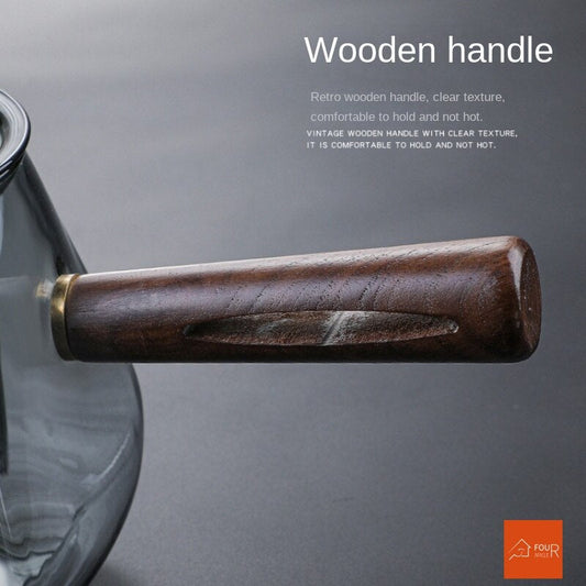 Japanische Glas-Teekanne mit Holzgriff, kochende Teekanne, elektrischer Keramik-Ofen, Teebereiter, hochwertiges Tee-Set, hitzebeständige Teekanne, 700 ml