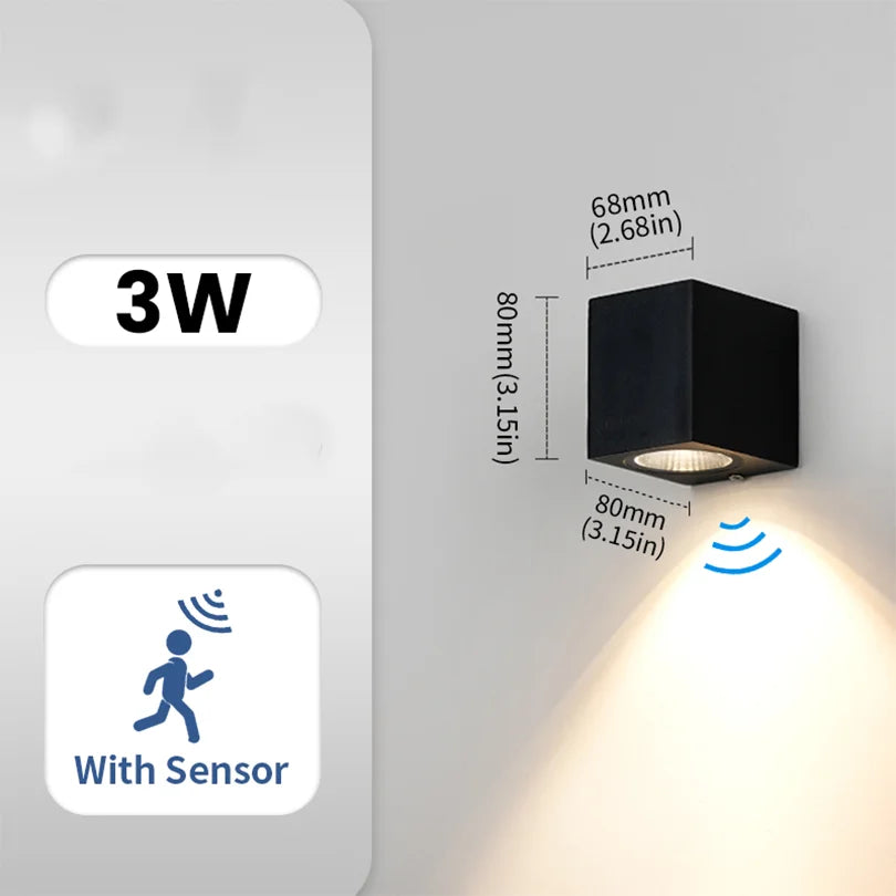 Frendorf | LED Wandleuchte – Wasserdichte Auf- und Abwärts Moderne Außenlampe mit Bewegungssensor