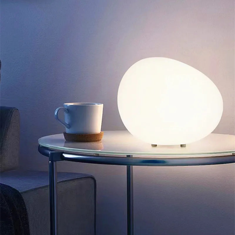 Frendorf | StoneLume Cobblestone Weiße Lampe | Modernes LED Design | Stimmungslicht | Perfekte Dekoration für Zuhause