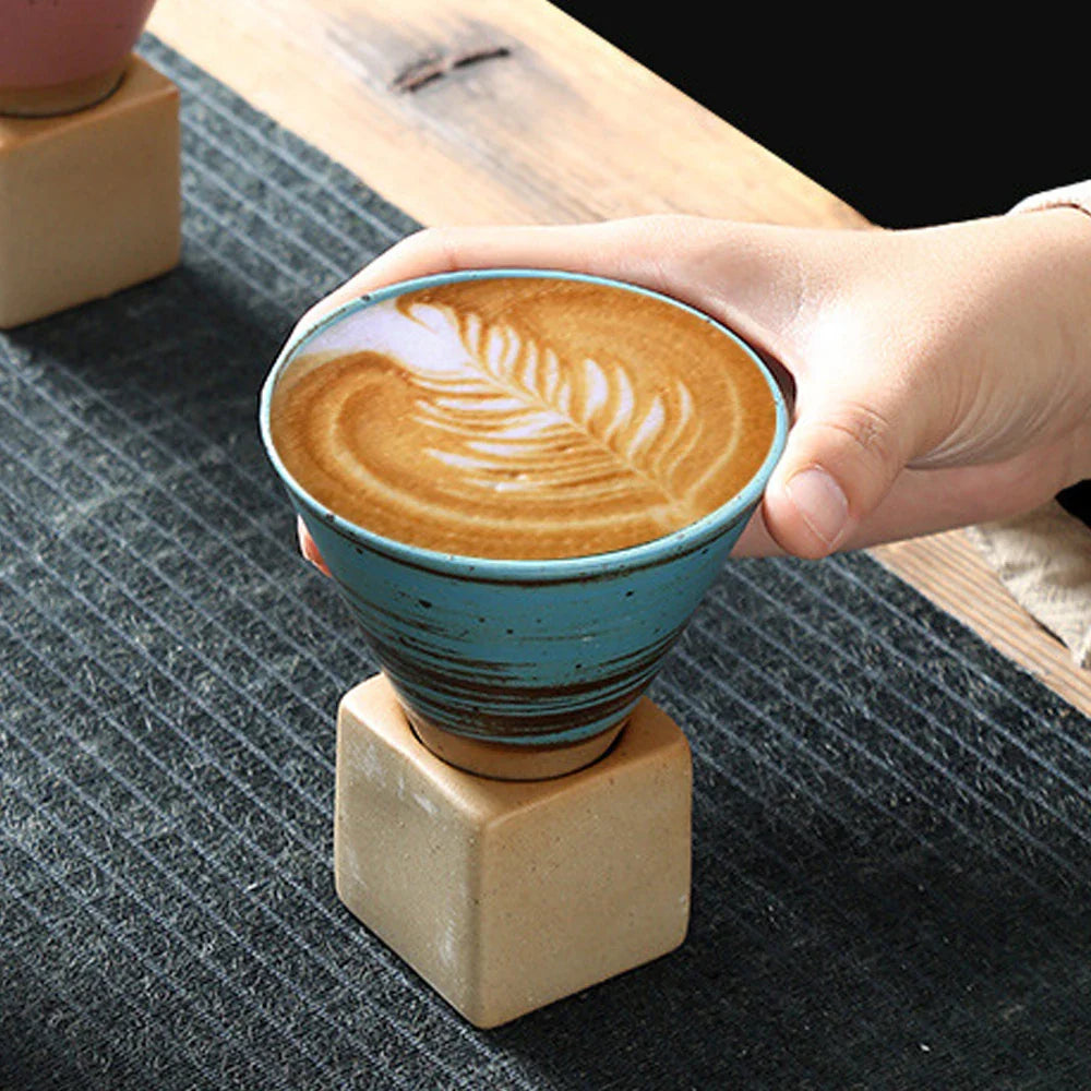 Japanische Kaffeetasse mit Untertasse, 1 Stück, Retro-Keramik-Teetasse, Becher, Latte, Espresso, Pull0, Blumen-Cappuccino, neue Keramiktasse, 100 ml/3,5 oz