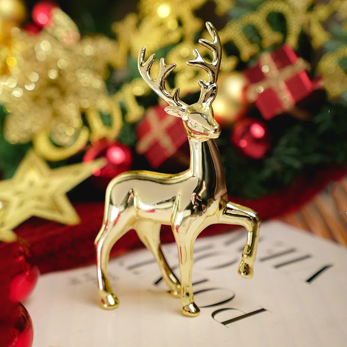 Goldhirsch Statue Rentier Figuren Harz Elch Skulptur Wohnzimmer Luxus Wohnkultur Weihnachtsdekoration Tisch Ornamente