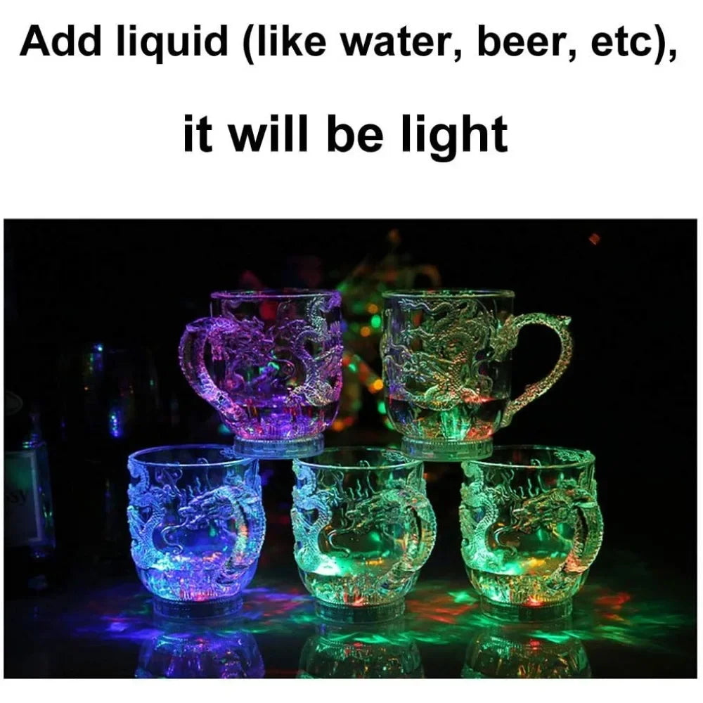 1 Stück Farbwechsel Leuchtende LED Drachen Tasse Wasser Aktiviert Lichter Bier Kaffee Milch Tee Wein Whiskey Bar Becher Reise Kreatives Geschenk