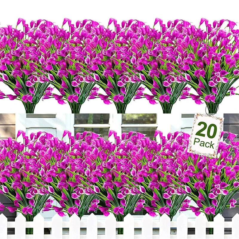 Frendorf | 20 Bündel UV-beständige Outdoor-Kunstblumen – Künstliche Plastikblumen für Zuhause, Garten und Hochzeitsdekoration