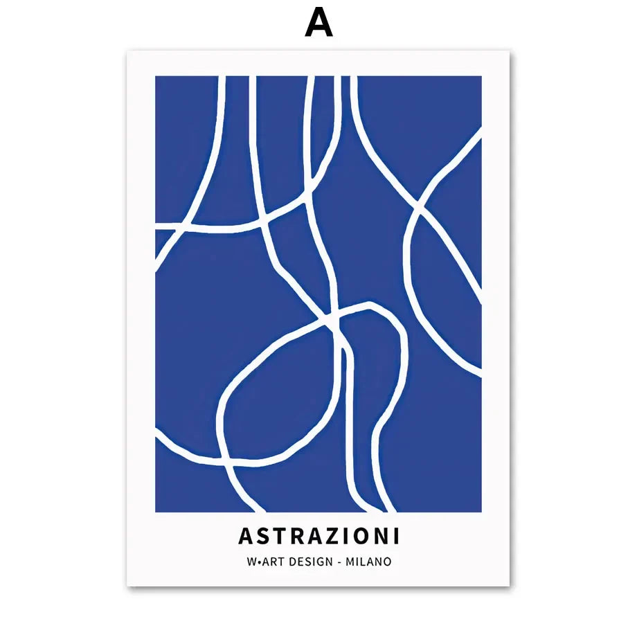 Nordic Simple Aesthetics Wandkunst Nude Linie Blau Abstrakt HD Öl Auf Leinwand Poster Zuhause Schlafzimmer Wohnzimmer Dekoration Geschenk