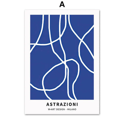 Nordic Simple Aesthetics Wandkunst Nude Linie Blau Abstrakt HD Öl Auf Leinwand Poster Zuhause Schlafzimmer Wohnzimmer Dekoration Geschenk